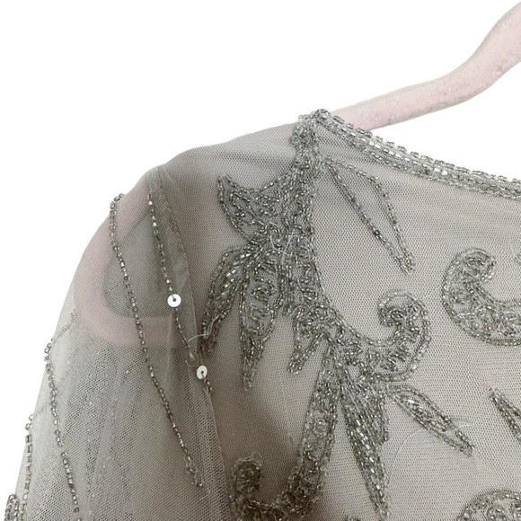 NWT Pisarro Nights Size 14 Silver Embellished Chiffon Gown - Picture 6 of 12